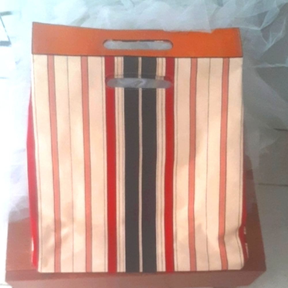 SequoiaWAXED🐝COTTON/Leather Handle Striped Bag